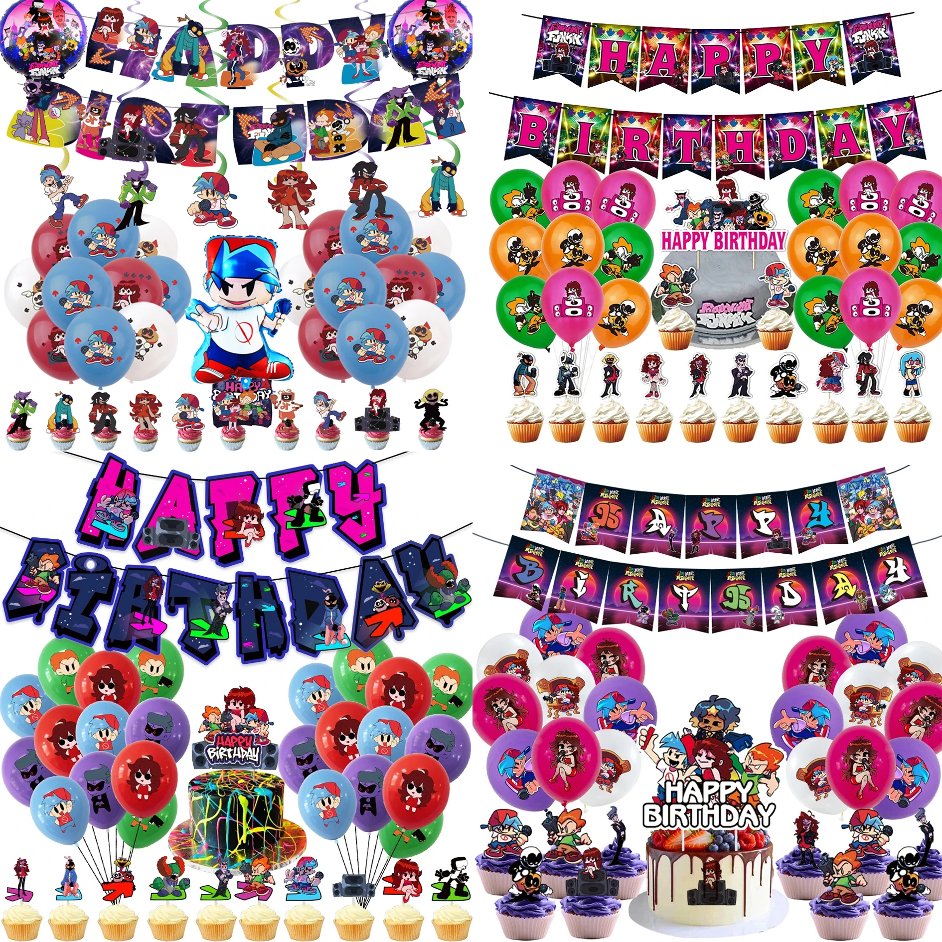 1set Friday Night Funkin Balloons Happy Birthday Banner Funny Party  Decorations Adult Kids Boy Sexy Girl Time Game Cake Toppers|Ballons &  Accessories| - AliExpress