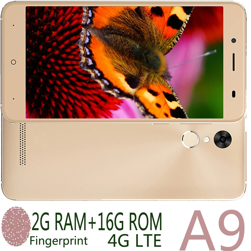A9 smartphones quad core celulares 4G LTE 2GRAM 16G ROM 5.5&quot WCDMA android 6.0 mobile phones Fingerprint unlocked Global version |