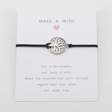 Серебряное дерево жизни очарование счастливое пожелание карты веревка женский браслет для женщин мужчин дружбы регулируемые браслеты и акриловый браслет