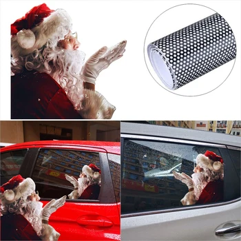

Fun Santa Claus Car Sticker Creative Decoration With Car Window Sticker Garland 1 Pair 2PCS 40*40cm 3D Cartoon