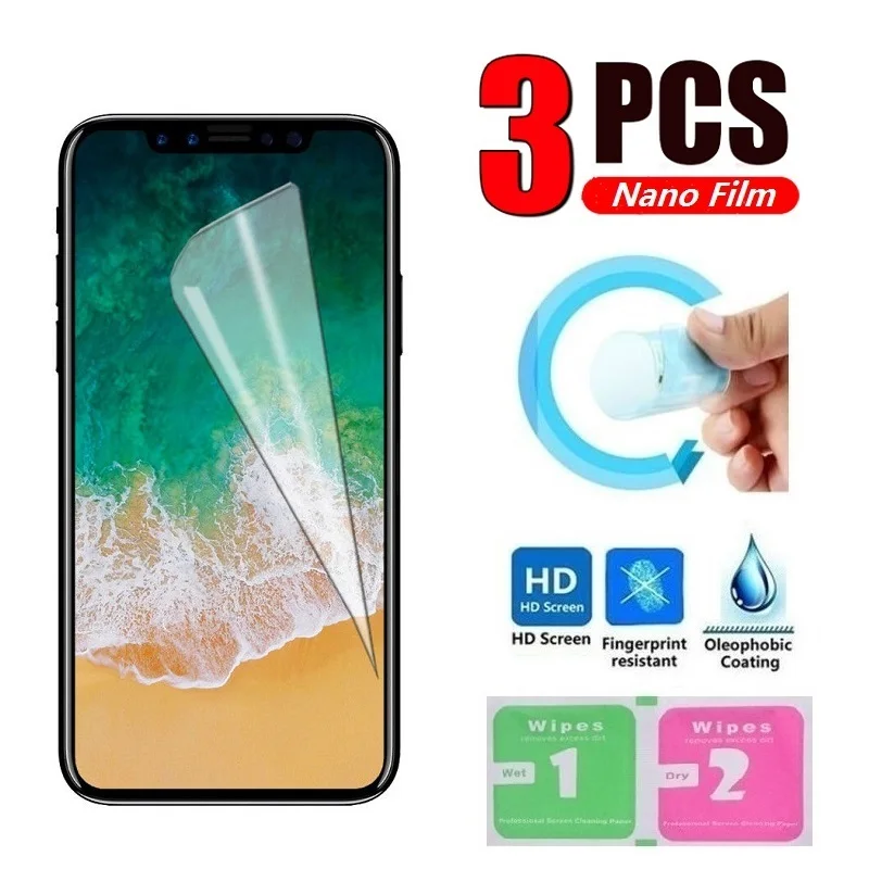 3pcs Nano Protective Film for iPhone 8 7 6 Plus 5s 5 SE 2020 iPhone X XR XS 12 11 Pro Max (Not Glass) Screen Protector Film Foil