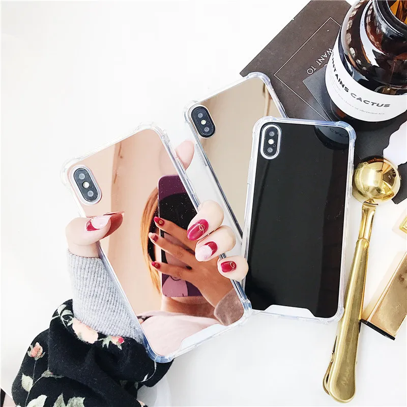 Ударопрочный чехол для телефона для iPhone X XS MAX XR 6 6S 7 8 Plus X роскошный косметический зеркальный девчачий стеклянный ТПУ+ PC чехол для телефона