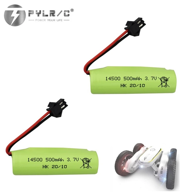 2 Pz 3.7V 500Mah 14500 Batteria Ricaricabile Voor De35 De38 Doppielzijdig Rc Tumbling Stunt Muslimcontrole Auto