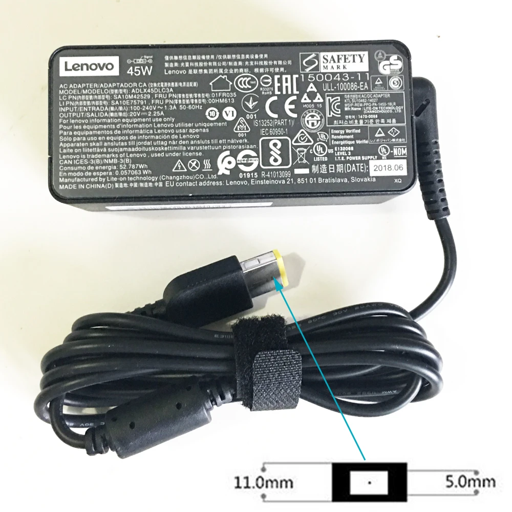 

1pc Original Lenovo 20V 2.25A 45W Slim Square Tip AC/DC Power Charger Adapter