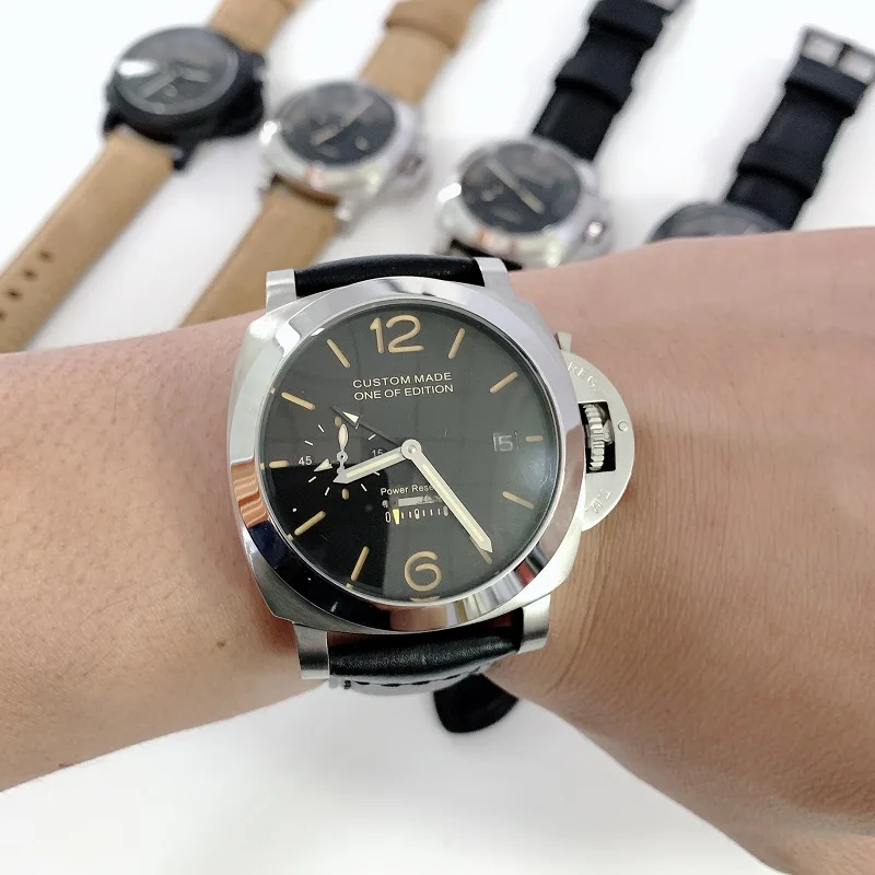 Мужские часы GMT 44 мм 1950 Автоматическая техника кожаный ремешок светящийся запас хода PVD чехол военные водонепроницаемые часы A5