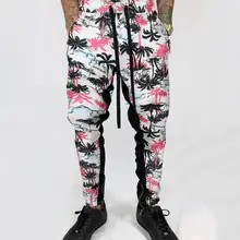 Для мужчин бега впитывает пот и Штаны Повседневное эластичный Гавайская Юбка с принтом бег Штаны на открытом воздухе со средней посадкой Брюки в стиле хип-хоп для мужчин Мода