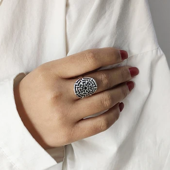 

Silvology 925 Sterling Silver Weave Flowers Rings Retro Curved Surface INS Korea Style Rings for Women Friendship Punk Jewelry