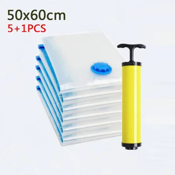 

5Pcs/Set Vacuum Storage Bag For Clothes Quilt W/ Valve Sealer Foldable Compressed Organizer Space Saver Storage Tool