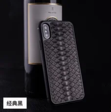 Чехол для телефона из натуральной кожи для IPhone X XS Max XR реалистичный Змеиный узор для Apple 5 5S SE 6 6S 7 8 Plus Встроенный чехол для телефона - Цвет: Black