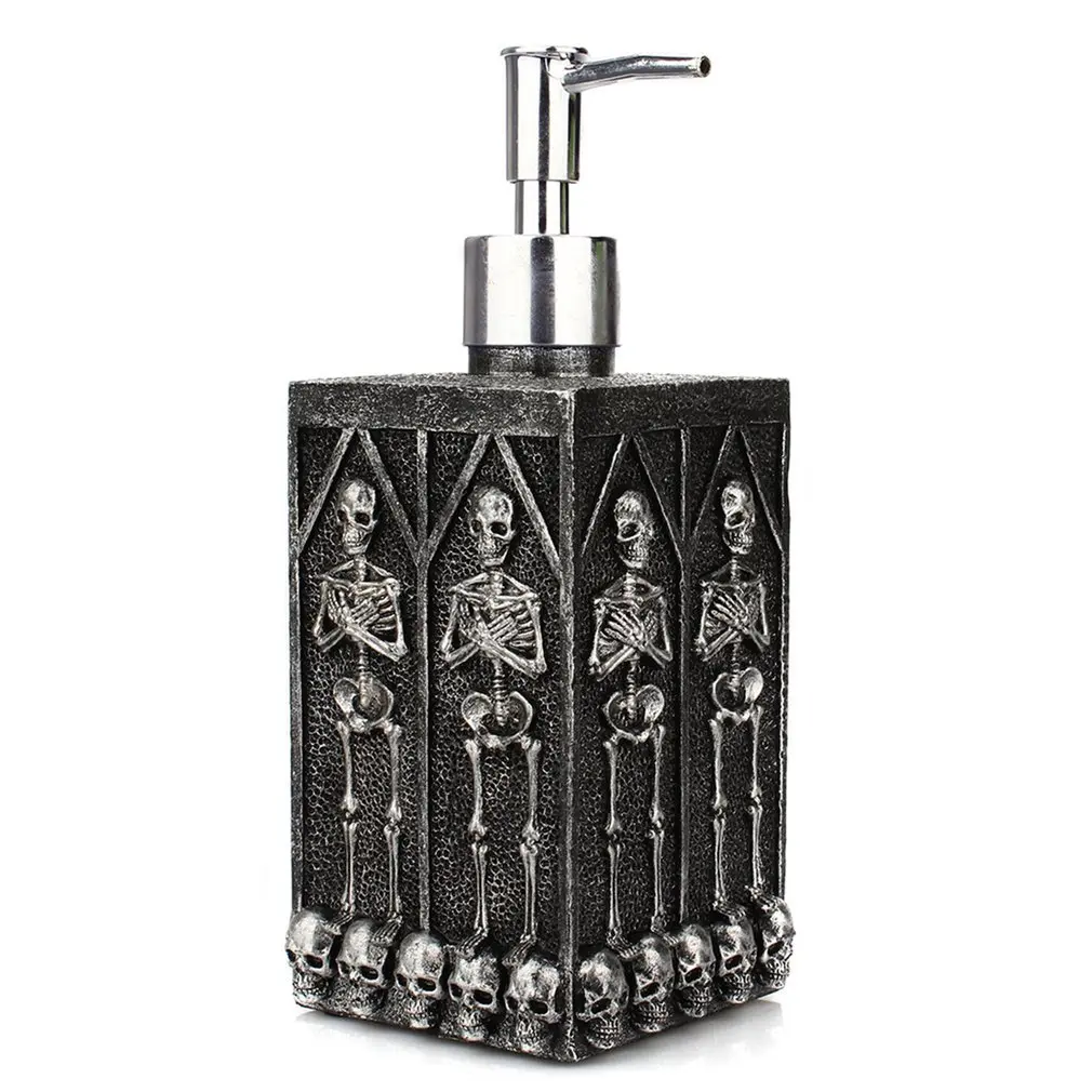 

Practical Resin Quadrate Cave Skull Hand Washing Liquid Bottle Leak Proof Refillable Resin Empty Bottle