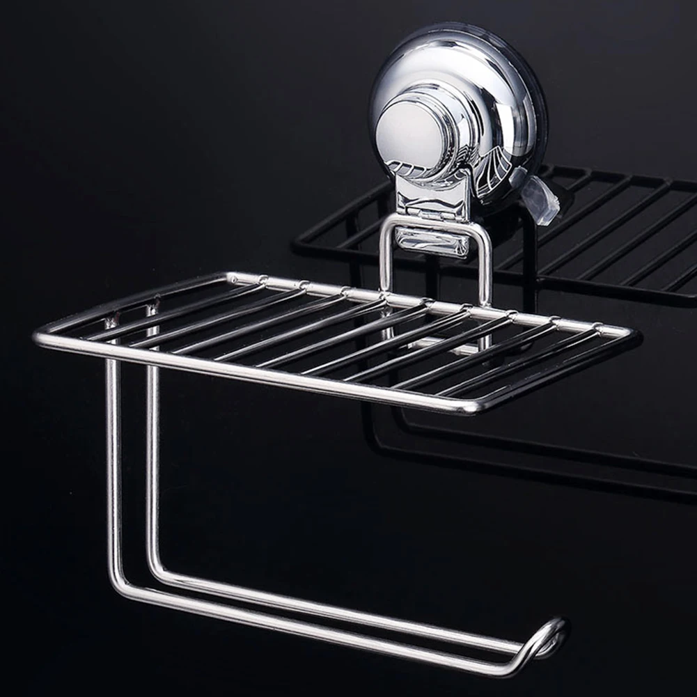 

Bathroom Roll Tissue Organizer Paper Holder Toilet Mobile Phone Shelf Stainless Steel Suction Cup Easy Install Kitchen