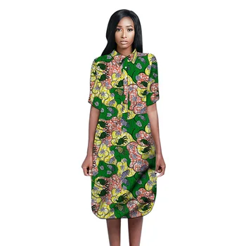 

Elegant women turn down collar dress loose Dashiki outfit custom made African party clothing for ladies