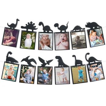 

Photo Booth Baby Shower Dinosaur Party Hanging For Kids Funny Home Paper Happy Birthday Banner Portable DIY 12 Month Universe