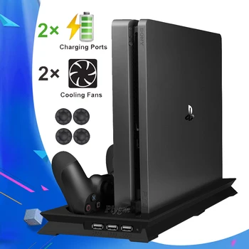 

PS4 Accessories PS4 Slim Stand With Cooling Fan Gamepad Charger Charging Dock Station For Sony Playstation 4 PS 4 Slim Console