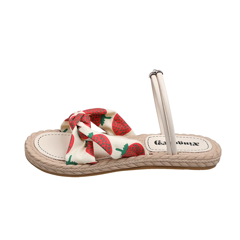 MIYEDA Summer Sandals Sweet Strawberry Pineapple Beach Vocation Slip-On Comfort Bowknot Flat Female Casual Outside Slippers