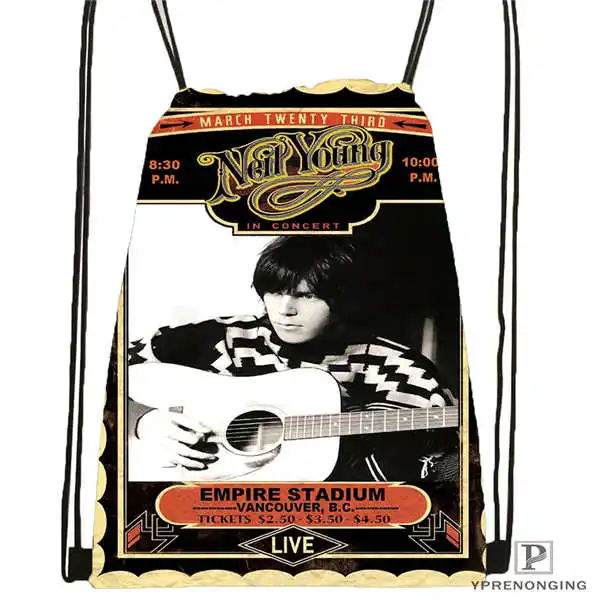 Drawstring Backpack Индивидуальная походная сумка на шнурке Neil Young, милый рюкзак для детей(черная спинка), 31x40 см#180531-04-65 - Цвет: Drawstring Backpack