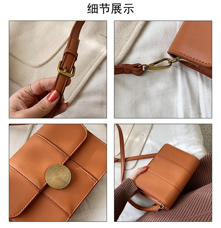 

2019 Winter New Style WOMEN'S Bag Simple Square Sling Bag Solid Color Versatile Stereotypes WOMEN'S Bag Car Suture Shoulder Kore