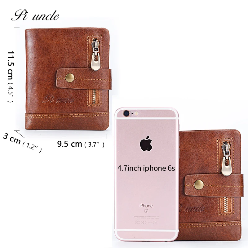 Брендовый мужской кошелек с технологией Rfid винтажный тонкий на молнии для денег