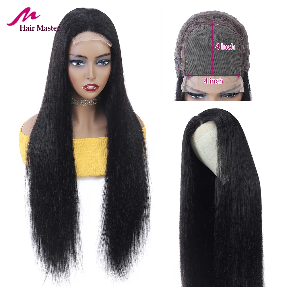 

Peruvian 4X4 Lace Closure Wig Straight Wig 150% Remy Human Hair Wigs Lace Wig Pre-Plucked With Baby Hair for black women