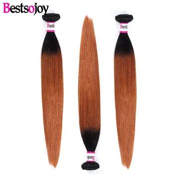 

Bestsojoy Hair 3Pcs Ombre Brazilian Straight Hair Bundles Weave Human Hair Extensions 1B/30 Brown Remy Ombre Hair Bundles