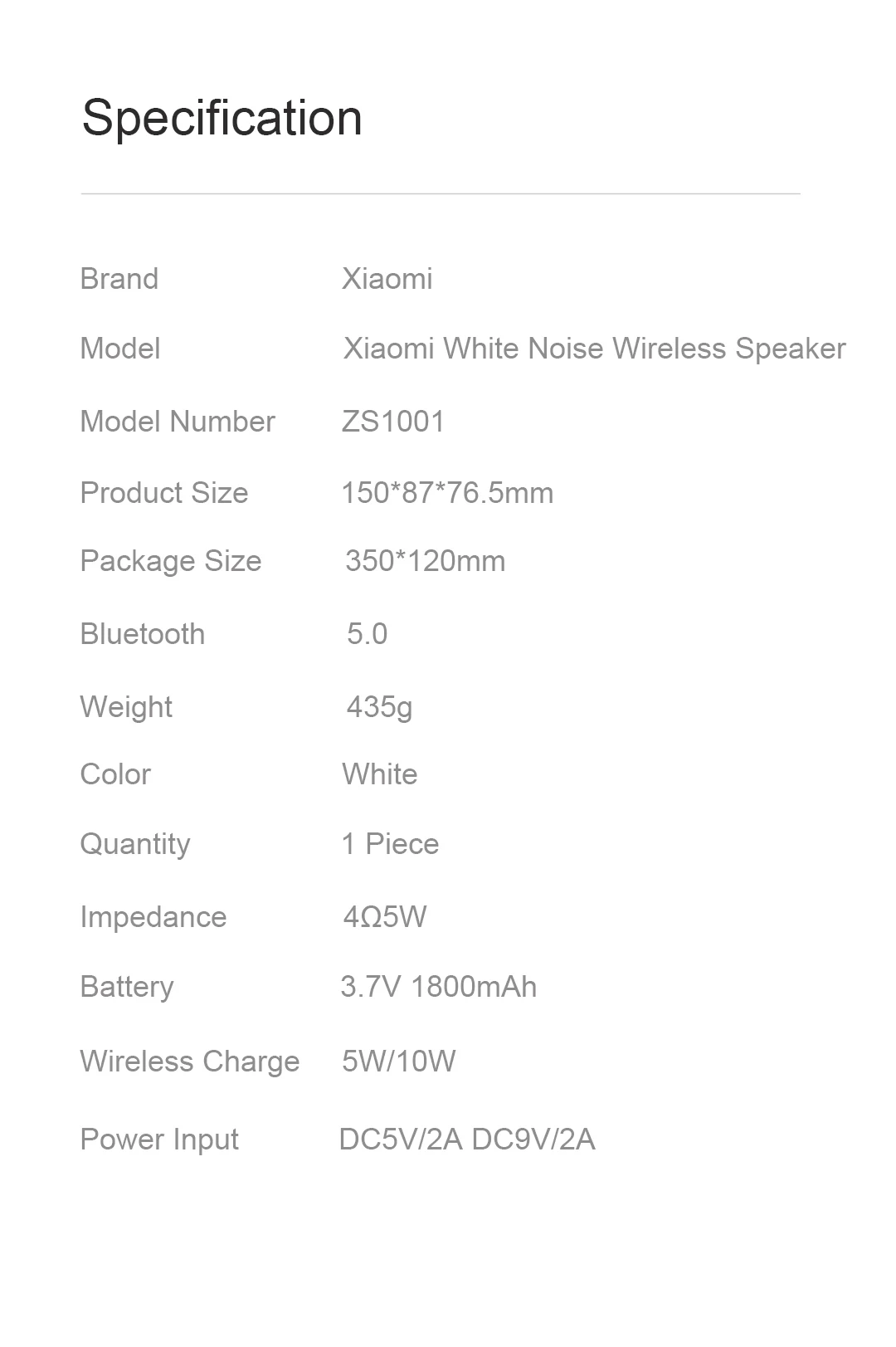 Новое беспроводное зарядное устройство Xiaomi Mijia Qualitell с белым шумом, динамик с длительным временем ожидания, беспроводная быстрая зарядка, одна кнопка запуска для дома