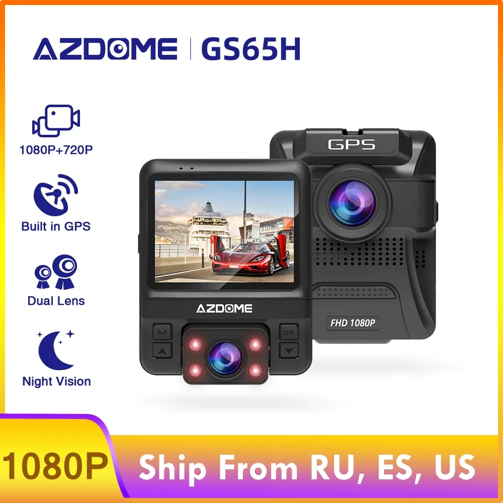 AZDOME Автомобильный видеорегистратор GS65H Mini с двумя объективами, фронтальная камера Full HD 1080 P/задняя камера 720 P, автомобильная камера ночного в... AZDOME Автомобильный видеорегистратор GS65H Mini с двумя объективами, фронтальная камера Full HD 1080 P/задняя камера 720 P, автомобильная камера ночного в...