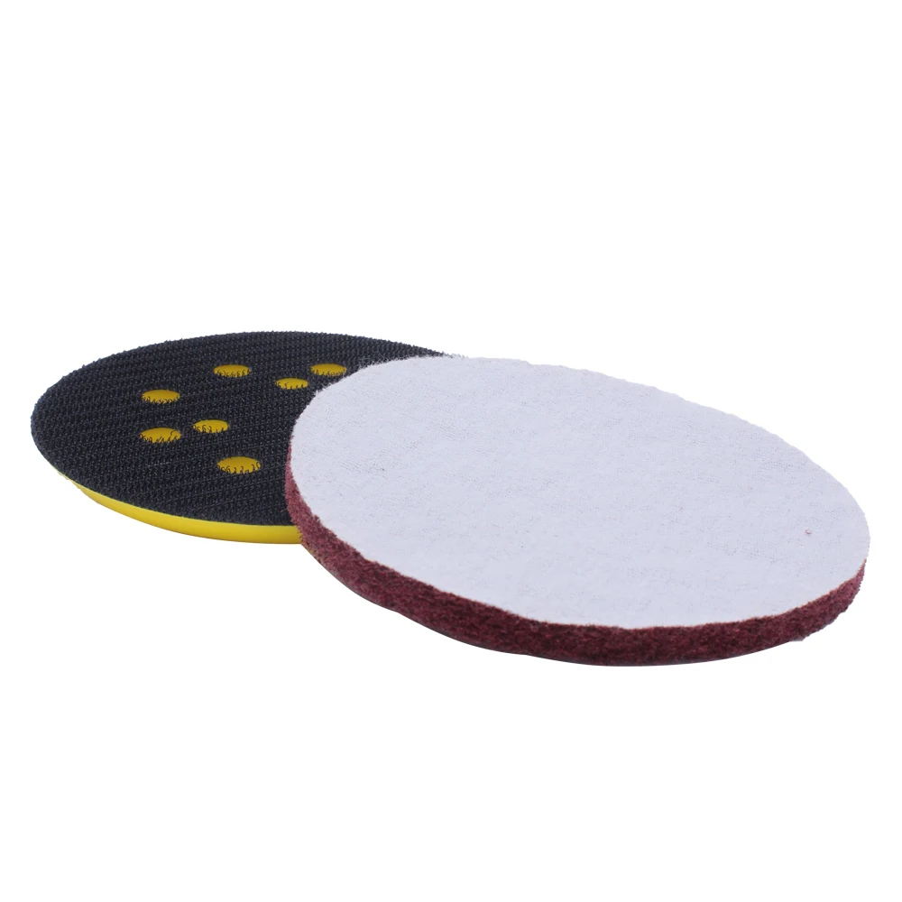 11Pcs 125mm Round Scouring Pads Discs Sand Sheets With 8 Hole Hook And Loop Disc Polish Backing Pad Scour Tools