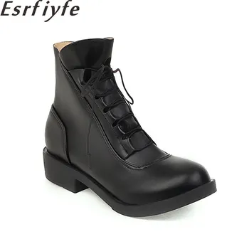 

ESRFIYFE 2019 New Fashion Women's Ankle Boots Classic Punk Platform Women Boots Autumn Winter Snow Boots Ladies Motorcycle Boots