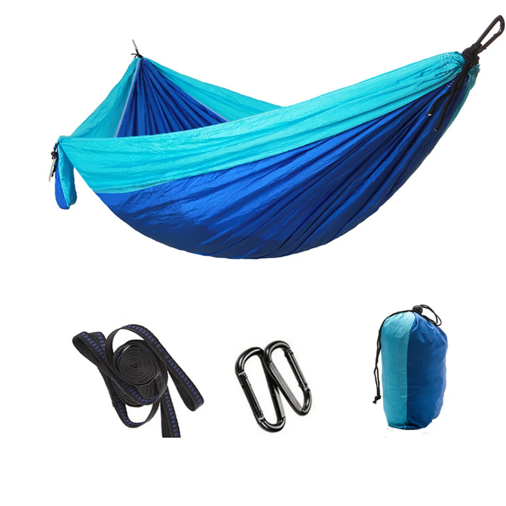 Newest Single Double Hammock Adult Outdoor Backpacking Travel Survival Hunting Sleeping Bed Portable With 2 Straps Carabiner | Спорт и