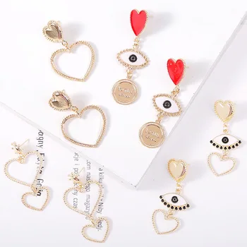 

XIYANIKE Gold Pendant Earrings For Women Evil Eye Earrings Jewelry 2019 Statement Big Heart Earrings Party Gift Drop Shipping