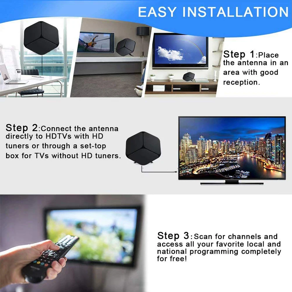 DVB-T2 цифровая антенна ТВ 4K 1080P D tv HD tv Внутренняя антенна UHF DVB T2 tdt tv receptor 80 км Усилитель сотового сигнала