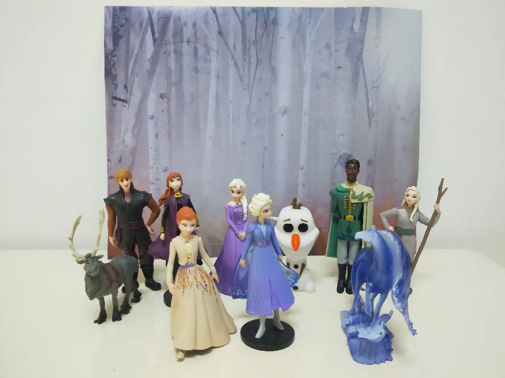 10 шт./компл. Frozen2 Снежная королева Эльза Анна ПВХ Фигурки Олаф Кристоф Свен аниме куклы фигурки, детские игрушки для детей Подарки