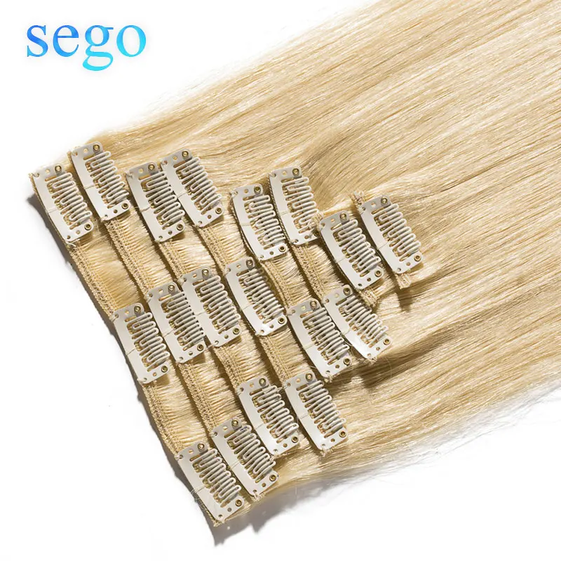 SEGO 8"-24" 45g-75g Straight Clip In Human Hair Extensions 8pc/set Natural Non-Remy  Hair Clip Ins Brazilian Hair