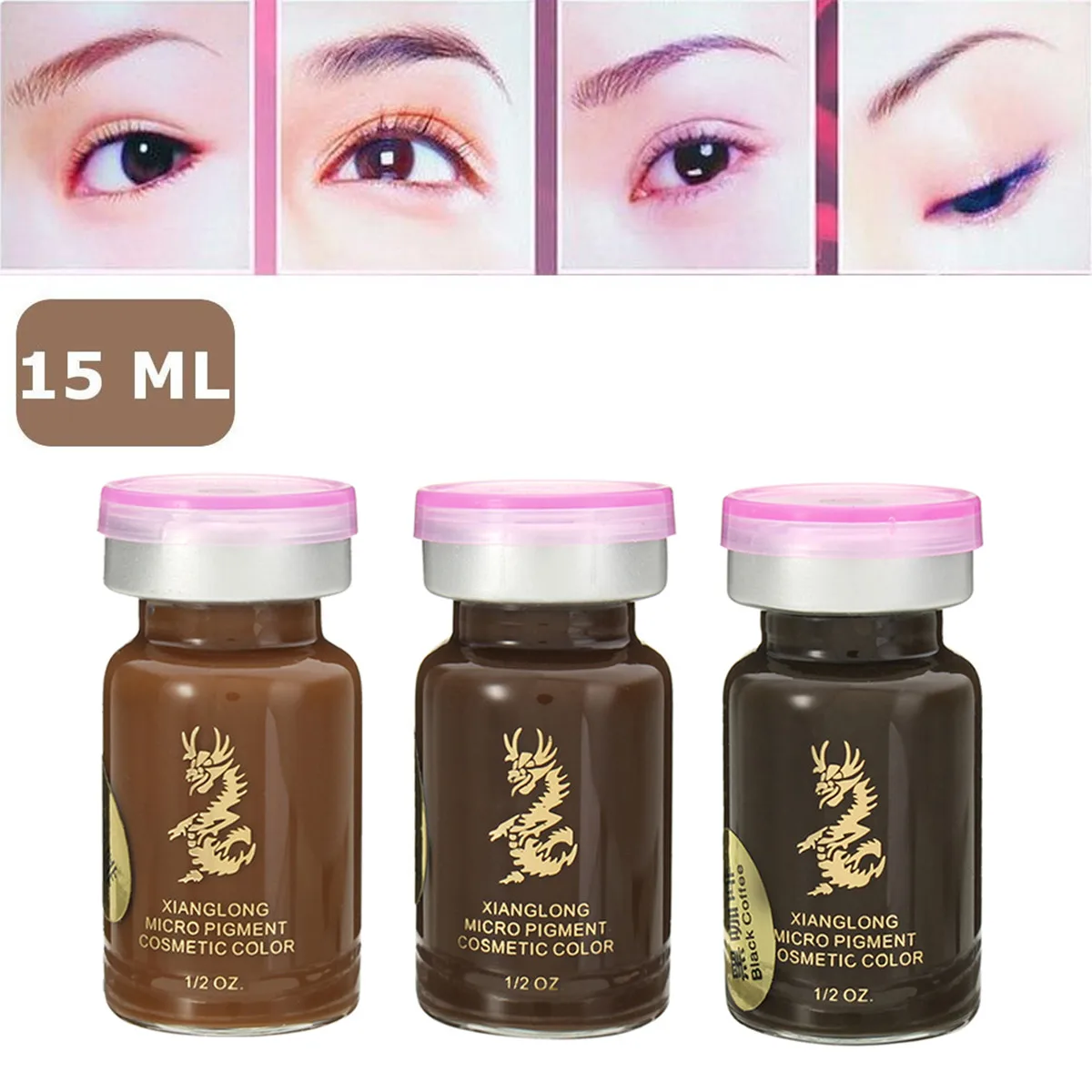 

Semi-Permanent Eyebrow Tattoo Ink Professional Makeup Pigment 3D Micropigmentation Brows Ink Emulsions 3 Colors 15ml