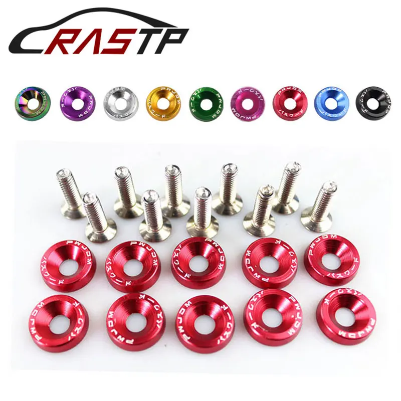 Auto Fasteners Auto Accessories Fender Washers Car Accessories Car Screws Stainless Steel Bolt Stainless Steel Nut Stainless Steel Screw Carbon Steel Bolts Brass Standoff Bolt JDM Style Aluminum Fender Washers (10pcs/Pack) and M6 Bolt For Honda Civic Integra RSX EK EG License Plate Bolts RS-QRF002