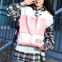 Многофункциональная Холщовая Сумка в Корейском стиле, Женская художественная и художественная сумка для переноски, простая однотонная универсальная школьная сумка большого объема M