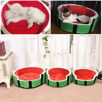 

Plush Dog and Cat Bed Home Comfort Pet Watermelon Bed Winter Pet Dens Small Dog Cat Kennel SEC88