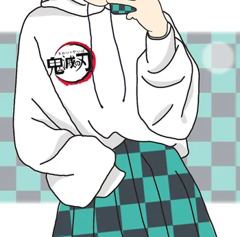 

Kimetsu no Yaiba 3D Kamado Tanjirou printed hoodie and casual skirt combo set ladies spring summer sexy skirt Harajuku hoodie