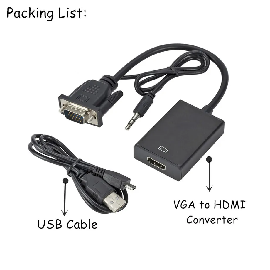 Переходник кабель Grwibeou VGA папа HDMI мама с аудио 3 5 мм 1080P в для ПК ноутбука проектора
