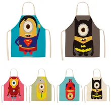 Parent-child Kitchen ApronCartoon Superhero Superman Spiderman Printed Sleeveless Linen Aprons for Men Women Home Cleaning Tool