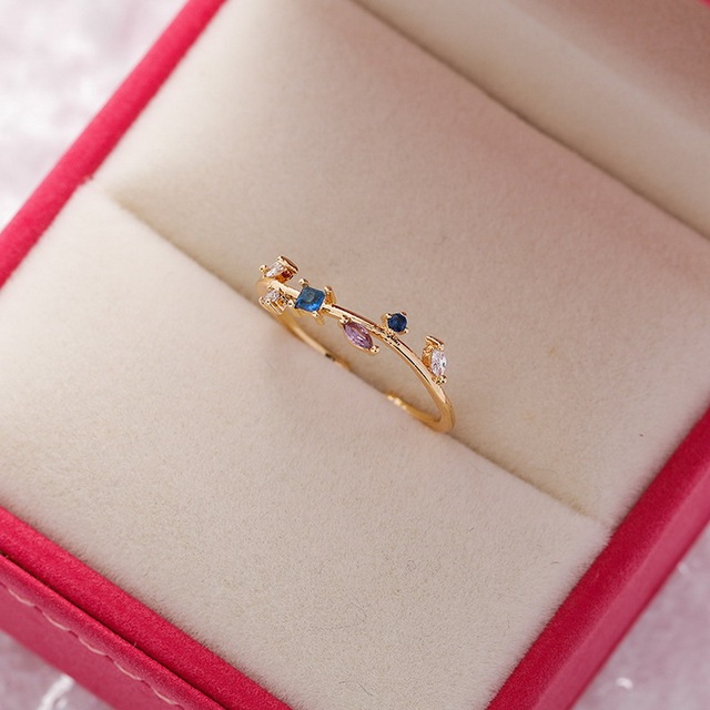 New Gorgeous Geometric Flower Hollow Butterfly Bowknot Full Zircon Opening Finger Ring For Women Charm Beach Party Jewelry