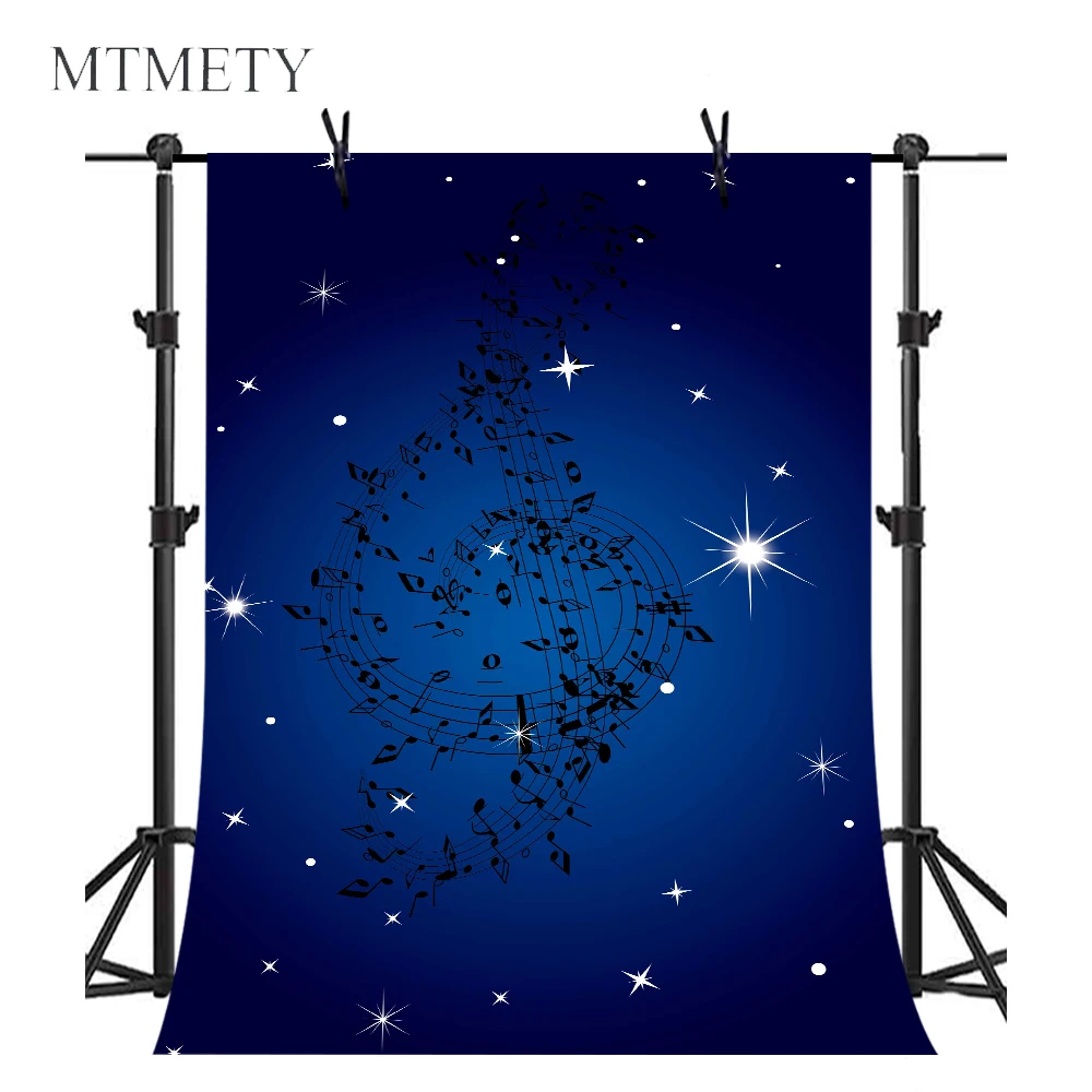 

MTMETY Blue Photography Background Vinyl Musical Note Star Baby Birthday Backdrop Customized Photographic Backdrop Photo Studio