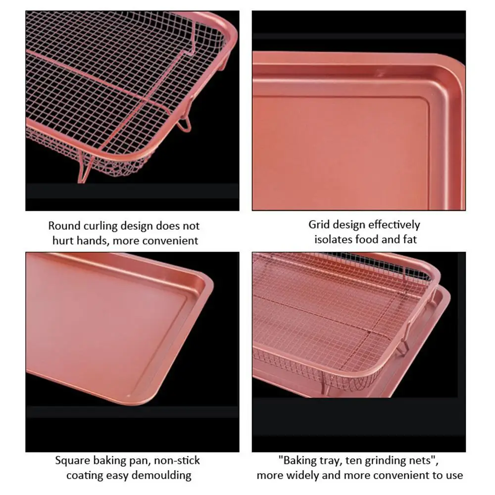 Serving Tray Oven Fries Basket Nonstick Oven Air Fryer Pan Crisper Fries Drain Tray French Fry Basket Fried Chicken Wings Tray