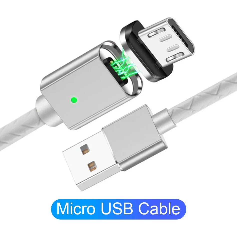 Магнитный зарядный кабель Micro usb type C для Apple iPhone Lighting Cable 3A Быстрая зарядка провод заглушка для защиты мобильного телефона от пыли шнур зарядного устройства - Цвет: For Micro Silver