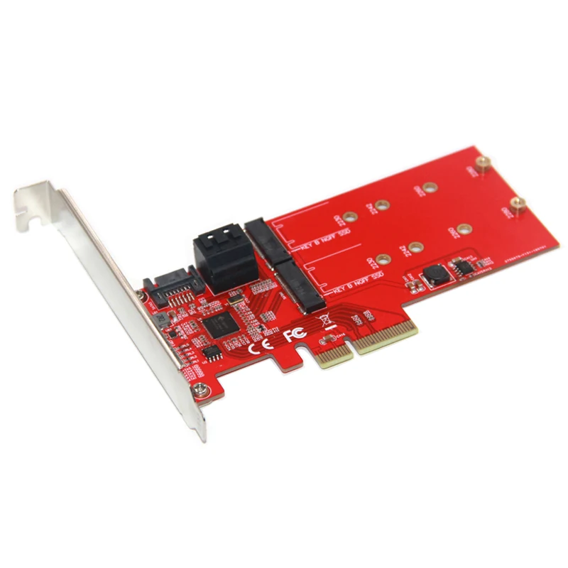M2 SATA Raid Controller Karte PCI Express X4 zu 2Port SATA 30 6Gbps + 2Port M.2 NGFF SSD B Schlüsse