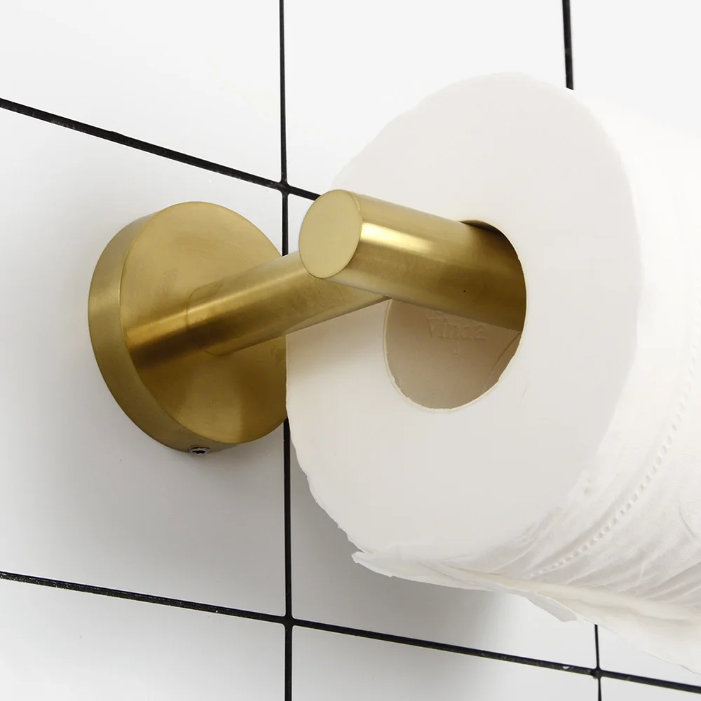 Bathroom accessories 304 stainless steel toilet paper holder simple round paper rack wall mounted Lavatory toilet hook