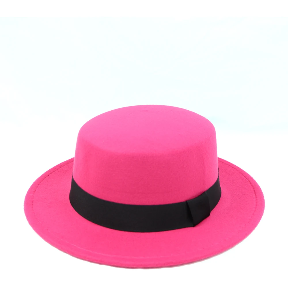 Winter Autumn Imitation Woolen Women Men Ladies Fedoras classic Jazz Hat European American Round Caps Bowler Hats Feminino Gorra - Цвет: rose red