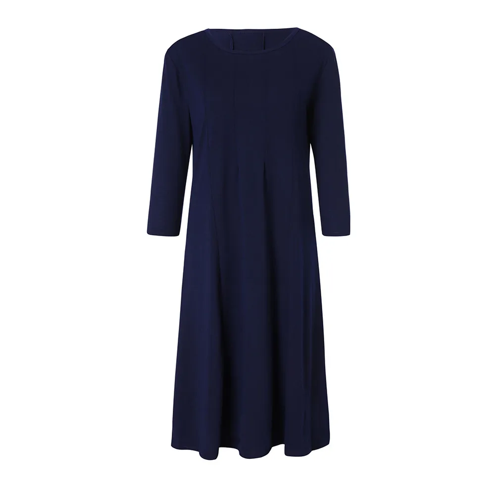 JAYCOSIN Casual Womens Half Sleeve Loose Long Maxi Dress Autumn Winter A-Line Solid color o-neck Dress Vestido Vestidos Elbise