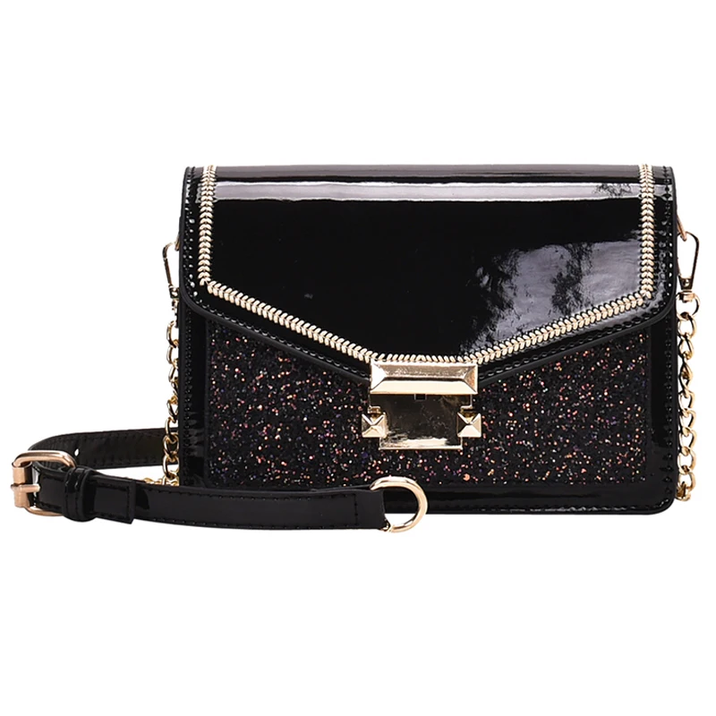 

191226 iVog New Arrival Everyday Female Small Shoulder Messenger Handbag Black Chain Fashion Hand Bags for Women 2019