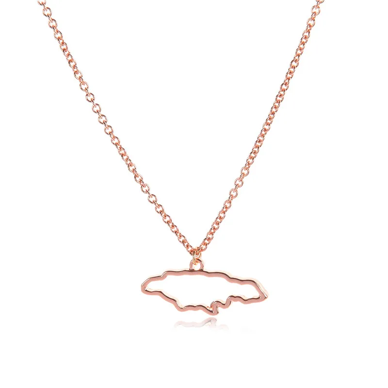 Small Caribbean Sea Island Jamaica Map Necklace Outline Country of Jamaican Continent Chain Necklaces for African Jewelry